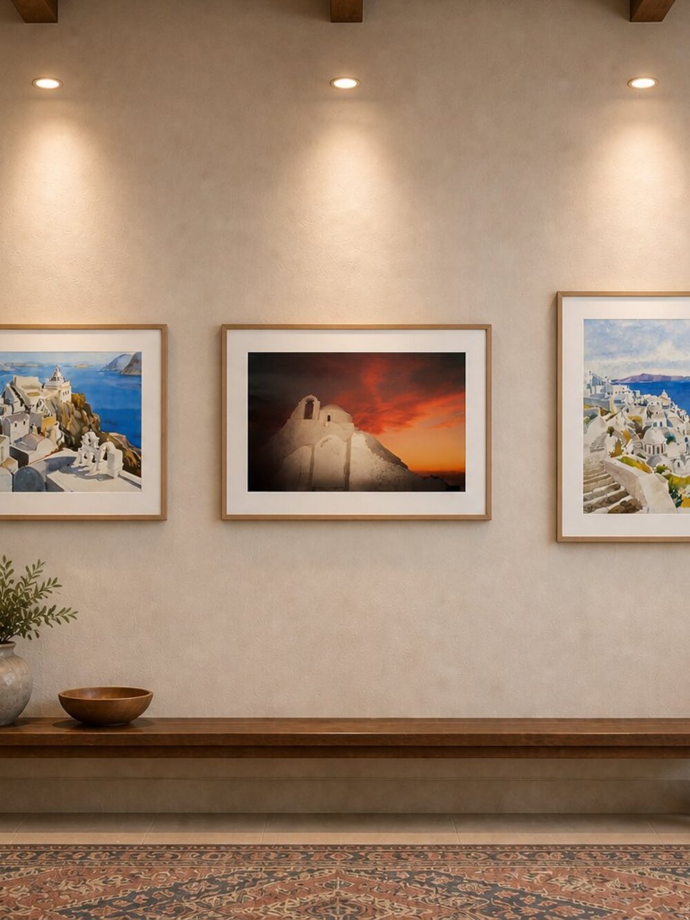 Santorini Greece Art Print Lot Watercolor Mediterranean Travel Collection